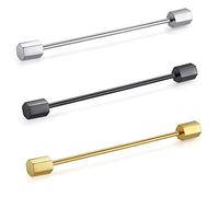 HONEY BEAR Set 3 pezzi spilla da colletto per camicia da uomo, smoking,Collare Clip collar pin acciaio inossidabile per regalo di nozze affari (Esagono 3pcs senza scatola)