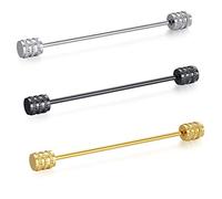 HONEY BEAR Set 3 pezzi spilla da colletto per camicia da uomo, smoking,Collare Clip collar pin acciaio inossidabile per regalo di nozze affari (Cilindrico 3pcs senza scatola)