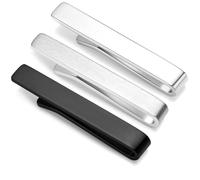 HONEY BEAR Set di 3 Sottile Fermacravatta per Uomo/ragazzi,1.57" Skinny Ferma Cravatta per Regalo di Nozze affari 4cm (Lucido+ Argento spazzolato+Nero con scatola Addensare)