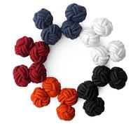 HONEY BEAR Set di 5 paia di gemelli in tessuto con nodo di seta per camicia da uomo/donna regalo, Tessuto