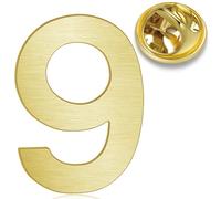 HONEY BEAR Spille da Cappello per Uomo Donna Numero digitale 1/4/5/6/9/10/12/21/24 Spilla Pin Costume Spilla di Uomini Pin Camicetta Collare Pulsante Masch Oro spazzolato (No.9-0.59inches)