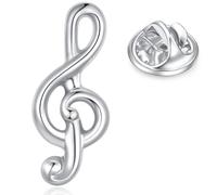 HONEY BEAR Uomo/Donna Spilla Pin Nota musicale Treble Clef Costume Spilla di Uomini Pin Camicetta Collare Pulsante Masch,Argento 0.98inch