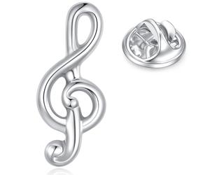HONEY BEAR Uomo/Donna Spilla Pin Nota musicale Treble Clef Costume Spilla di Uomini Pin Camicetta Collare Pulsante Masch,Argento 0.98inch