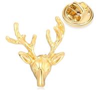 HONEY BEAR Uomo/Donna Spilla Pin Testa di Cervo Costume Spilla di Uomini Pin Camicetta Collare Pulsante Masch,Oro lucido