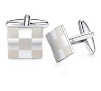 Honey Bear Uomo Gemelli quadrato in acciaio inox Camicia affari Argento Piazza