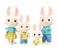 Honey Bee Acres The McScampers Rabbit Family 4 Mini Doll Figure da Gioco Flocked Bunny Collezionabili Giocattoli di Finta per Bambini Regalo di C