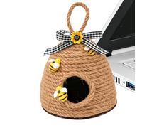 Honey Bee Decor - Rope, Rustic Bee Ornament, Natural House Decoration | Lightweight Design, Cute Handmade Style, Farmhouse Decoration, Natural Bees Pendant For Kitchen, Bedroom, Living Room, Office