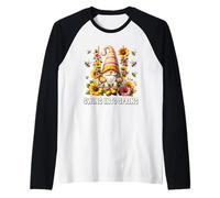 Honey Bee Gnome For Beekeepers Cute Flower Swing Into Spring Maglia con Maniche Raglan