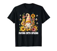 Honey Bee Gnome For Beekeepers Cute Flower Swing Into Spring Maglietta