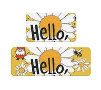 Honey Bee Hello Sunshine - Set di 2 tappeti da cucina in legno antiscivolo, anti affaticamento, tappetini lunghi per casa e ufficio