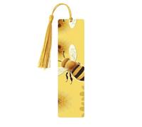 Honey Bee2 Segnalibri in legno per gli amanti dei libri, segnalibro fai da te fatto a mano con nappe colorate stampati su entrambi i lati, accessori artistici per libri, regalo per donne e uomini