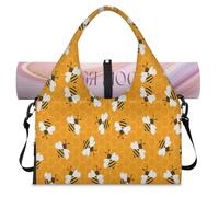Honey Bees - Borsone sportivo in cera con scomparto per scarpe, design a forma di ape, per il fine settimana, per la notte, per palestra, yoga, viaggi, Colore, L, Borsone da viaggio