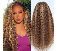 Honey Blonde Deep Wave pizzo anteriore parrucca umano capelli 13x6 HD pizzo frontale parrucca 200% Density 4/27 Colored Highlight Pre Plucked Brazilian Virgin Wigs parrucca da donna naturale 24