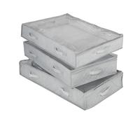 Honey-Can-Do Confezione da 3 sacchetti portaoggetti in tessuto per vestiti e coperte, con finestra e manici, 86 x 45 x 15 cm, grigio