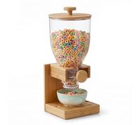 Honey-Can-Do - Dispenser compatto per alimenti secchi, con controllo singolo e contenitore per snack per piano di lavoro o dispensa, in bambù