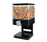 Honey Can Do Dispenser singolo Zevro per alimenti secchi, edizione compatta, plastica, Bianco/Transparent, Black/Chrome
