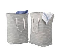 Honey Can Do HMP-09863 - Set di 2 cesti portabiancheria pieghevoli in tessuto, con manici, colore: Grigio