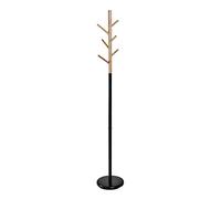 Honey-Can-Do Stand moderno autoportante per cappotto con base rotonda, legno nero/naturale GAR-09527 naturale