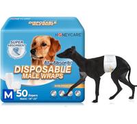 HONEY CARE All-Absorb A25 - Fascia per cani maschi, 50 pezzi, M, colore: bianco