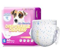 Honey Care All-Absorb Pannolini monouso per cani femmine, taglia piccola, migliorati, 40 pezzi, super assorbenti, traspiranti, con indicatore di umidità (confezione da 1, 40 pezzi totali)