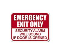 Honey Dew Gifts - Cartello di Sicurezza in Alluminio con Scritta in Inglese Emergency Exit Only Security Alarm Will Sound 22,9 x 30,5 cm, Prodotto negli Stati Uniti