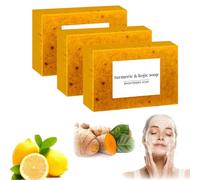 Honey Glow Lemon Turmeric Kojic Acid Soap Bar for All Skin Types, Turmeric Handmade Brightening Soap for Face ＆ Body (3)