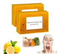 Honey Glow Lemon Turmeric Kojic Acid Soap Bar for All Skin Types, Turmeric Handmade Brightening Soap for Face ＆ Body (2)