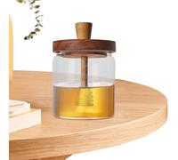 Honey Jar - Contenitore in con legno Lid and Dipper, 500 ml Airtight Storage Pots, trasparente Pot for Storing Syrup Jam Sugar, Durable Kitchen Organizer | Easy Grip Design Home Dining Table De