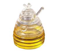 Honey Jar With Dipper, Clear Glass Honey Container, Multi Purpose Glass Honey Jar, Clear Honey Jar For Kitchen Use, 3,94 x 5,51 Inches Decorative Honey Container For Sauces and Dressings, Food Lovers