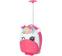 Honey Joy Kids Luggage, zaino rigido per bambini da 12" e 16" Toddler Travel Rolling Suitcase, 2 pezzi Lightweight Carry On Luggage Set, Kids Luggage with Wheels for Girls & Boys, unicorno, 33.0 cm (L
