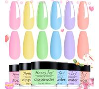 Honey Joy - Set di 6 polveri per immersione al neon, rosa, giallo, viola, verde e blu, per primavera e estate, per nail art
