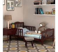 HONEY JOY Telaio per lettino, telaio in legno pieno in gomma con dispositivo di sicurezza, adatto per materassi per lettino da bambini a grandezza naturale (non inclusi), arredamento classico per