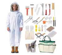 Honey Lake Kit di 31 attrezzi per apicoltura con tuta per apicoltori, include fumatore di api, supporto per telaio per alveare, impugnatura per telaio, penna per marcatura api, strumento per alveare e