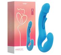 Honey Play Box Harmony Duo - vibratore strap-on intelligente con lingua (blu)