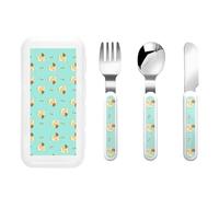 Honey Sundae Stoviglie per bambini set da 3 pezzi, coltello riutilizzabile, forchetta e cucchiaio, stoviglie portatili per la protezione degli alimenti per bambini