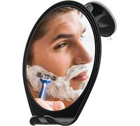 HONEYBULL Specchio da barba anti nebbia, specchio da doccia, specchio da attaccare per rasatura con ventosa e girevole (nero)