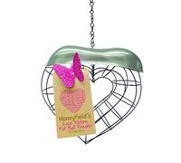 Honeyfield's Mangiatoia per Uccelli Selvatici Love Nature, a Forma di Cuore, in Metallo Nero con Coperchio Decorativo in Acciaio Inossidabile, Facile da Appendere e Un Ottimo Regalo per Una Persona