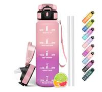 HoneyHolly Borraccia 1 Litro, Libre de BPA & A Prova di Perdita, Borracce con Cannuccia, Reutilizables, Borraccia Motivazionale, Water Bottle Palestra per Scuola, Palestra, Ufficio, Sport