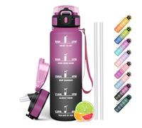 HoneyHolly Borraccia 1 Litro, Libre de BPA & A Prova di Perdita, Borracce con Cannuccia, Reutilizables, Borraccia Motivazionale, Water Bottle Palestra per Scuola, Palestra, Ufficio, Sport