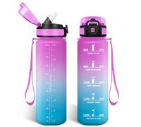 HoneyHolly Borraccia 1 Litro, Libre de BPA & A Prova di Perdita, Borracce con Cannuccia, Reutilizables, Borraccia Motivazionale, Water Bottle Palestra per Scuola, Palestra, Ufficio, Sport