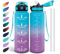 HoneyHolly Borraccia 1 Litro, Libre de BPA & A Prova di Perdita, Borraccia con Cannuccia, Reutilizables, Borraccia Motivazionale, Borraccia Palestra per Scuola, Palestra, Ufficio, Sport