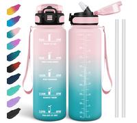 HoneyHolly Borraccia 1 Litro, Libre de BPA & A Prova di Perdita, Borraccia con Cannuccia, Reutilizables, Cantimplora Motivazionale, Cantimplora Palestra per Scuola, Palestra, Ufficio, Sport