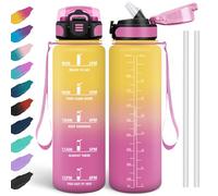 HoneyHolly Borraccia 1 Litro, Libre de BPA & A Prova di Perdita, Borraccia con Cannuccia, Reutilizables, Cantimplora Motivazionale, Cantimplora Palestra per Scuola, Palestra, Ufficio, Sport