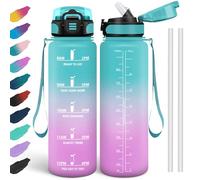 HoneyHolly Borraccia 1 Litro, Libre de BPA & A Prova di Perdita, Borraccia con Cannuccia, Reutilizables, Cantimplora Motivazionale, Cantimplora Palestra per Scuola, Palestra, Ufficio, Sport