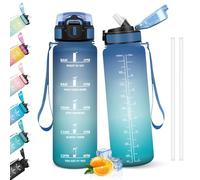 HoneyHolly Borraccia 1 Litro, Libre de BPA & A Prova di Perdita, Water Bottle con Cannuccia, Reutilizables, Bottiglia Motivazionale, Water Bottle per Scuola, Palestra, Ufficio, Sport