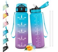 HoneyHolly Borraccia 1 Litro, Libre de BPA & A Prova di Perdita, Water Bottle con Cannuccia, Reutilizables, Bottiglia Motivazionale, Water Bottle per Scuola, Palestra, Ufficio, Sport