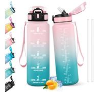 HoneyHolly Borraccia 1 Litro, Libre de BPA & A Prova di Perdita, Water Bottle con Cannuccia, Reutilizables, Bottiglia Motivazionale, Water Bottle per Scuola, Palestra, Ufficio, Sport