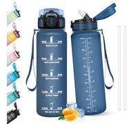 HoneyHolly Borraccia 1 Litro, Libre de BPA & A Prova di Perdita, Water Bottle con Cannuccia, Reutilizables, Bottiglia Motivazionale, Water Bottle per Scuola, Palestra, Ufficio, Sport