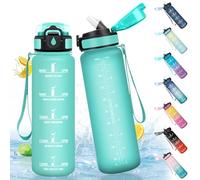 HoneyHolly Borraccia 1 Litro, Reutilizables, Borracce con Cannuccia, Libre de BPA & A Prova di Perdita, Borraccia Motivazionale, Bottiglia Palestra per Scuola, Palestra, Ufficio, Sport