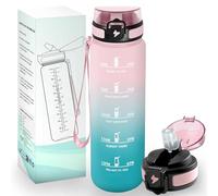 HoneyHolly Borraccia 1 Litro, Reutilizables, Borracce con Cannuccia, Libre de BPA & A Prova di Perdita, Bottiglia Motivazionale, Borraccia Palestra per Scuola, Palestra, Ufficio, Sport